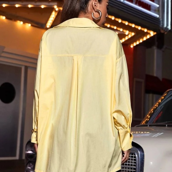 Button Down Drop Shoulder Top - Picture 3 of 3